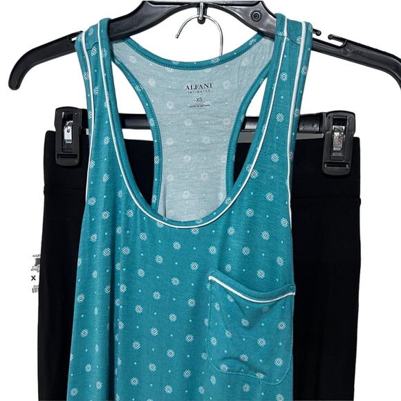 ALFANI WOMENS PAJAMAS MODAL SET TANK TOP TEAL & LEGGINGS CLASSIC BLACK SIZE XS - Picture 6 of 15